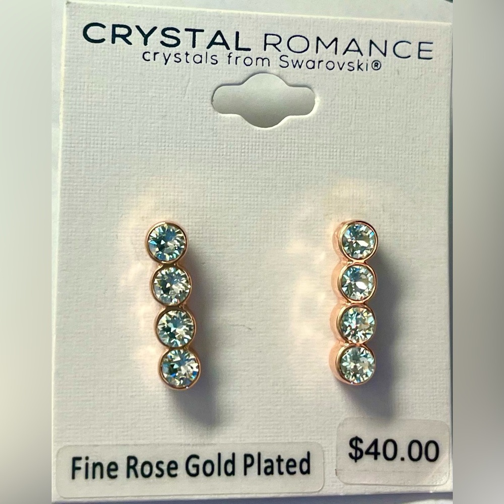 Swarovski crystal (NWT) rose gold plated pierced earrings jewelry